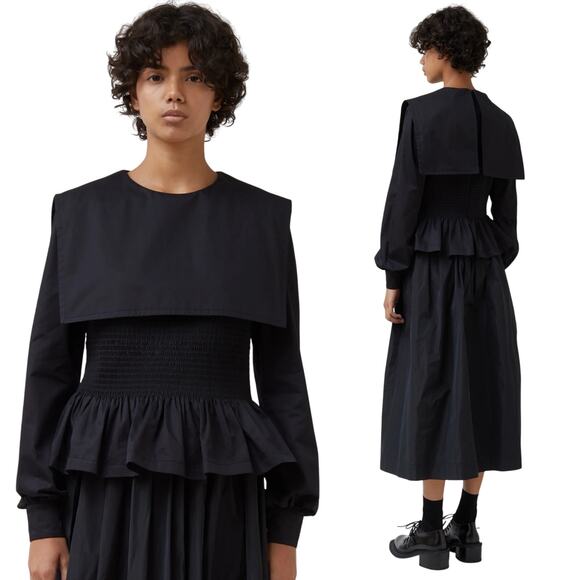 Molly Goddard Lucy Peplum Cotton Poplin Top Whimsygoth Size US 10 (UK 14) - Picture 5 of 15